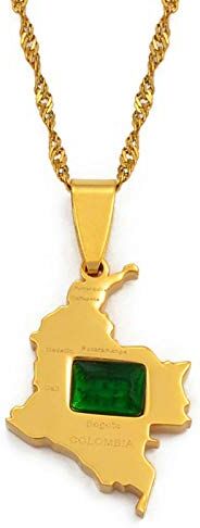 MaiYY WH Colombia karta halsband med grön kristallhänge halsband kvinna flicka gyllene landskarta Colombia smycken #118021 MaiYY WH Colombia karta halsband med grön kristallhänge halsband kvinna flicka gyllene landskarta Colombia smycken #118021