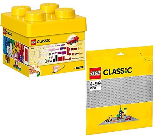 Lego Klassiskt set med 2 10692 10701 byggklossar + grå basplatta Lego Klassiskt set med 2 10692 10701 byggklossar + grå basplatta