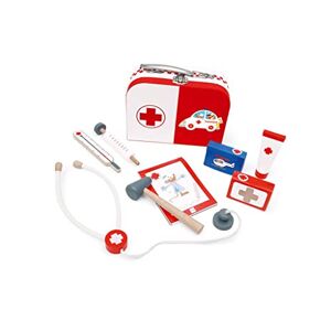 Scratch 276182517 Läkare lekset för barn, läkarväska inklusive stetoskop, termometer UVM, 8 delar