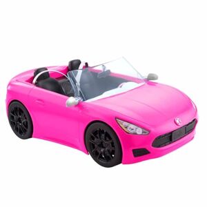 Barbie -cabriolet med två säten, rosa bil med rullande hjul och realistiska detaljer. Present till barn på 3 till 7 år, HBT92