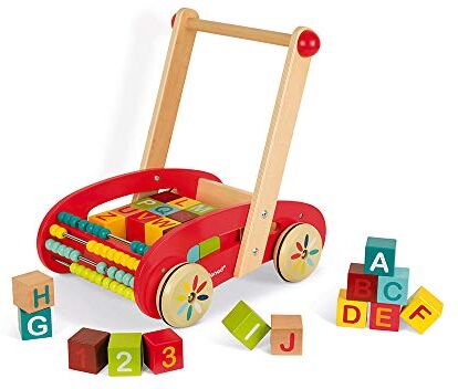 Janod J05379 Tatoo-ABC-lekbil av trä, för barn, med 30 klossar, för barn från 1 år, röd Janod J05379 Tatoo-ABC-lekbil av trä, för barn, med 30 klossar, för barn från 1 år, röd
