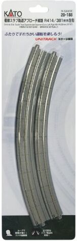 Kato Spår N 20-188 dubbel spårlinje fast bana ansats R414/381 mm höger (1 flaska) (japansk import) Kato Spår N 20-188 dubbel spårlinje fast bana ansats R414/381 mm höger (1 flaska) (japansk import)