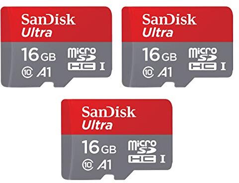 SDSQUAR-016G-GN6MM SanDisk Ultra Kort 16GB microSDHC UHS-I, Paket med 3 SDSQUAR-016G-GN6MM SanDisk Ultra Kort 16GB microSDHC UHS-I, Paket med 3