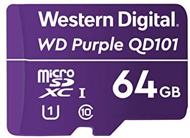 WDD064G1P0C Western Digital WD Purple SC QD101 64 GB Smart Video Surveillance microSDXC Card, Ultra Endurance Up to 32 TBW