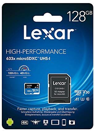 LSDMI128BB633A Lexar microSDXC-kort 128 GB UHS-I High Performance 633 x U3 100 MB/s LSDMI128BB633A Lexar microSDXC-kort 128 GB UHS-I High Performance 633 x U3 100 MB/s