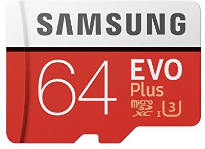 MB-MC64GA/EU Samsung  EVO Plus 64 GB microSDXC UHS-I U3 Minneskort inkl. SD-adapter, Röd/Vit