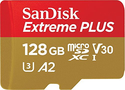 SDSQXBZ-128G-GN6MA Sandisk Extreme Plus 128 GB microSDXC Minneskort + SD-Adapter med A2 App Prestanda Upp till 170 MB/S, Klass 10, U3, V30, Röd/Guld (Minneskort), Svart(Adapter) SDSQXBZ-128G-GN6MA Sandisk Extreme Plus 128 GB microSDXC Minneskort + SD-Adapter med A2 App Prestanda Upp till 170 MB/S, Klass 10, U3, V30, Röd/Guld (Minneskort), Svart(Adapter)