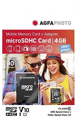 10578 Agfa  Photo Mobile Micro-SDHC 4 GB C10 UHS-1 hög hastighet med SD-adapter