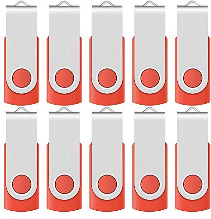 10-pack svängbar USB-minne minne minne sticka vik lagring tumspak, med snoddar (3,0 8 GB, röd)