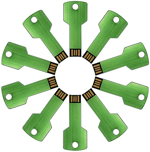 10 st nyckel metall USB 2.0 flashminne lagring tume U-disk gåva (1 GB, grön)