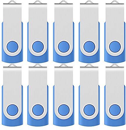 10-pack svängbar USB-minne minne minne sticka vikbar lagring tumspak, med snoddar (3,0 32 GB, blå)