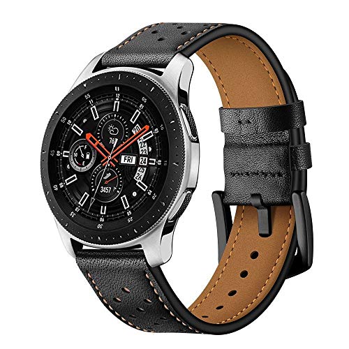 0795787713402 Tech-Protect Läder för Samsung Galaxy Watch 41 mm läder, läderarmband ersättningsband armband kompatibelt med Galaxy Watch 3 armband med äkta läder, svart