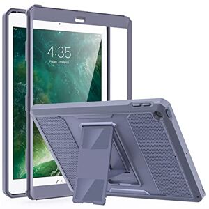 P840034692228 MoKo Case Fit 2018/2017 iPad 9.7 6th/5th Generation [Heavy Duty] Shockproof Full Body Rugged Hybrid Cover with Built-in Screen Protector Compatible with Apple iPad 9.7 Inch 2018/2017, Grey Purple