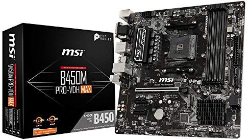 7A38-043R MSI B450M PRO-VDH MAX moderkort mATX, AM4, DDR4, LAN, USB 3.2 Gen1, M.2, VGA, DVI-D, HDMI, AMD RYZEN 1:a, 2:a och 3:e generationens redo