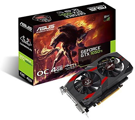 90YV0A74-M0NA00 ASUS Cerberus-GTX1050TI-O4G spelgrafikkort (Nvidia, PCIe 3.0, 4 GB GDDR5-minne, DVI, HDMI, DisplayPort)