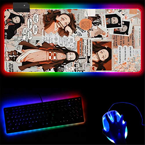 9871318493874 ZETIAN Bean oversized anime bakgrundsbelyst RGB-tangentbord musmatta kvinnlig spel tecknad förtjockad vattentät musmatta XXL-beans_250X350X4 mm