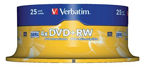 I530112 Verbatim DVD+RW Matt Silver 4.7GB DVD+RW 25pc(s) Verbatim DVD+RW Matt Silver, 4.7 GB, DVD+RW, 120 mm, 25 pc(s), 120 min, Polycarbonate