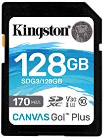 SDG3/128GB Kingston SDG3/128 GB SD minneskort (128 GB SDXC Canvas Go Plus 170R C10 UHS-I U3 V30) SDG3/128GB Kingston SDG3/128 GB SD minneskort (128 GB SDXC Canvas Go Plus 170R C10 UHS-I U3 V30)