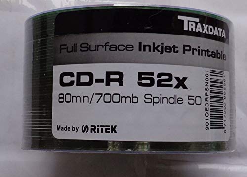 unknown 100 x Traxdata helansikte bläckstråleskrivare utskrivbar vit CD-R 52x tomma skivor 700 MB CDR unknown 100 x Traxdata helansikte bläckstråleskrivare utskrivbar vit CD-R 52x tomma skivor 700 MB CDR