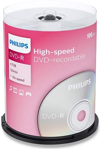 DM4S6B00F/00 Philips  DVD-R Skivor, Paket med 100 DM4S6B00F/00 Philips  DVD-R Skivor, Paket med 100