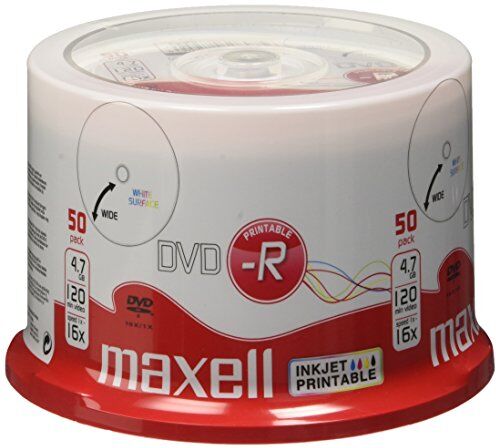 4902580508975 Maxell 50 x DVD-R 4,7 GB (120 min) 16 x vit utskrivbar yta spindel lagringsmedia 4902580508975 Maxell 50 x DVD-R 4,7 GB (120 min) 16 x vit utskrivbar yta spindel lagringsmedia
