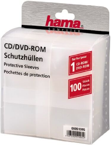 00051095 Hama CD ROM/DVD ROM skyddande plånböcker 100 transparent