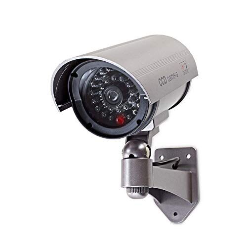 DUMCB40GY NEDIS Dummy-säkerhetskamera utomhus med blinkande LED och IP44 vattentät kuldesign grå