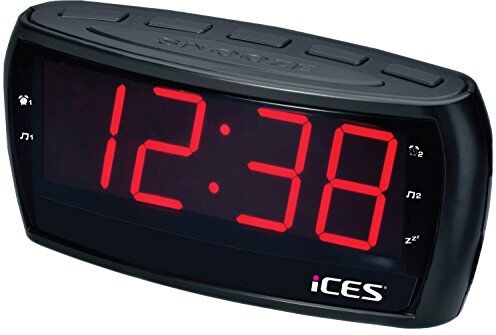 ICR-230-1 iCES  PLL FM klockradio med dubbelt larm (jumbo display, sovskärm, lummerfunktion) svart