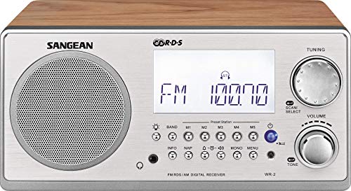 4711317990248 Sangean WR-2 skrivbordsradio (FM/AM-mottagare, 7 W högtalare, likströmsdrift, hörlursuttag) valnöt/silver 4711317990248 Sangean WR-2 skrivbordsradio (FM/AM-mottagare, 7 W högtalare, likströmsdrift, hörlursuttag) valnöt/silver