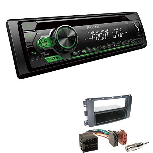 110UBGEBS442 EHO Bilradio med installationspaket lämplig för Smart ForFour med OEM-2DIN inkl Pioneer DEH-S110UBG 1 DIN grön tangentbelysning