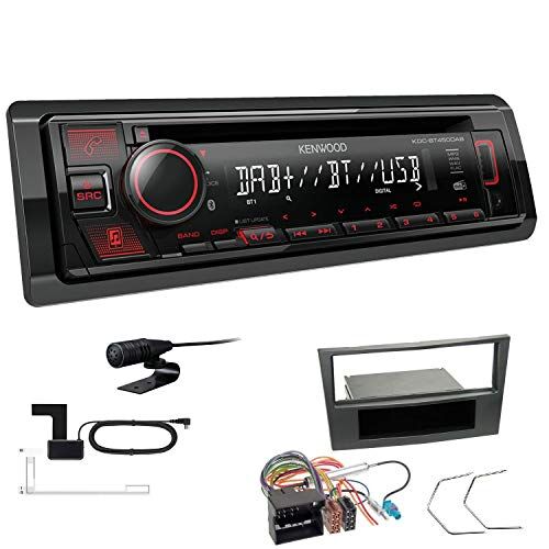 KDCBT450DAB+Einbauset Kenwood KDC-BT450DAB 1-DIN DAB bilradio Bluetooth CD USB AUX installationssats passar för Opel Antara från 2006 Charcoal-metallic