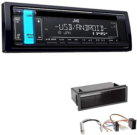 K491EBS492 EHO Bundle JVC KD-R491 1 DIN CD USB AUX Tuner USB AUX passar till Volkswagen VW Bora och Bora Variant 1998–2004 svart