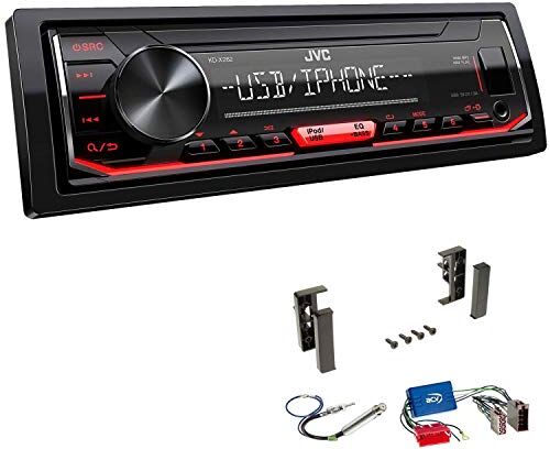 KDX262+Einbauset JVC KD-X262 1-DIN bilradio Shortbody installationssats passar Audi A2 från 1999 svart KDX262+Einbauset JVC KD-X262 1-DIN bilradio Shortbody installationssats passar Audi A2 från 1999 svart