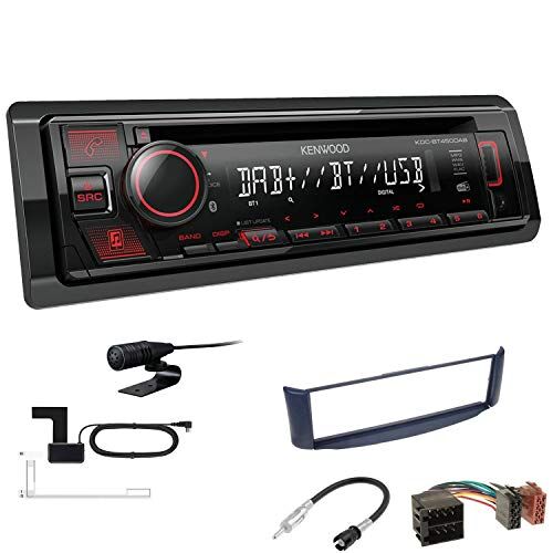 KDCBT450DAB+Einbauset Kenwood KDC-BT450DAB 1-DIN DAB bilradio Bluetooth CD USB AUX installationssats passar för Smart ForTwo Cabrio Coupe 1998-2007 svart