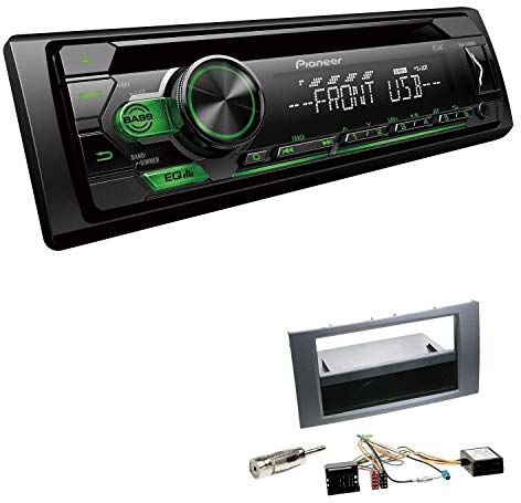 110UBGEBS126 EHO Bilradio med installationssats som passar Ford Galaxy mörksilver/antracit med Canbus inkl Pioneer DEH-S110UBG 1 DIN grön tangentbelysning