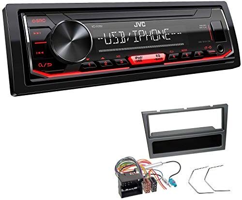 KDX262+Einbauset JVC KD-X262 1-DIN bilradio kort monteringssats passar till Opel Tigra Twin Top 2004–2009 Charcoal-metallic KDX262+Einbauset JVC KD-X262 1-DIN bilradio kort monteringssats passar till Opel Tigra Twin Top 2004–2009 Charcoal-metallic