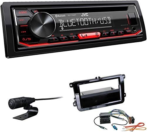 KDT702BTEBS557 EHO Bundle JVC KD-T702BT 1-DIN USB AUX CD Tuner passar Volkswagen VW Touran från 2003 pianosvart