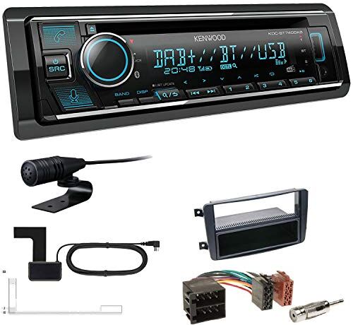 KDCBT740+Einbauset Kenwood KDC-BT740DAB 1-DIN DAB bil radio inklusive antenn lämplig för Mercedes-Benz C-klass 2000–2004 svart