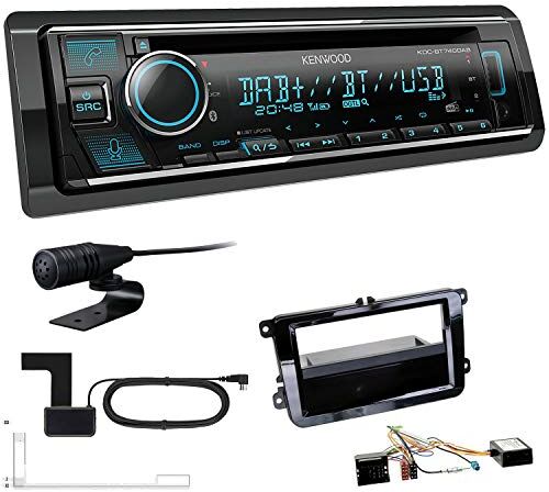 KDCBT740+Einbauset Kenwood KDC-BT740DAB 1-DIN DAB bil radio inklusive antenn lämplig för Seat Leon 2009-2013 Piano Black inkl Canbus