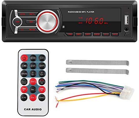 Biuzic4ba37rq0g Biuzi Bil MP3, 12 V bil MP3-spelare stereo ljud musik bil multimedia spelare AUX-ingång med avtagbar panel