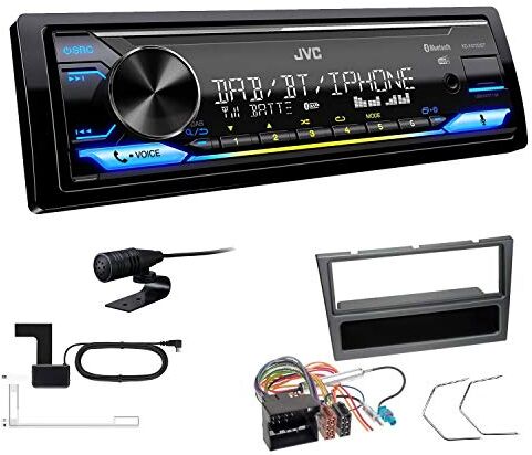 KDX472DBT+Einbauset JVC KD-X472DBT 1-DIN bilradio Bluetooth USB inkl. DAB antenn installationssats passar till Opel Corsa C 2004–2006 Charcoal-metallic KDX472DBT+Einbauset JVC KD-X472DBT 1-DIN bilradio Bluetooth USB inkl. DAB antenn installationssats passar till Opel Corsa C 2004–2006 Charcoal-metallic