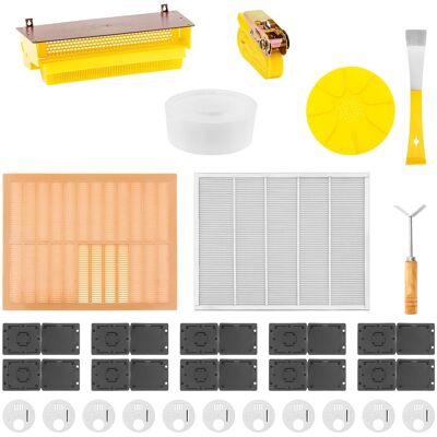 Wiesenfield Biodling-startpaket - 28 delars - Kupkniv - Spännrem - Pollenfälla - Spärrgaller - Insektsfälla Wiesenfield Biodling-startpaket - 28 delars - Kupkniv - Spännrem - Pollenfälla - Spärrgaller - Insektsfälla