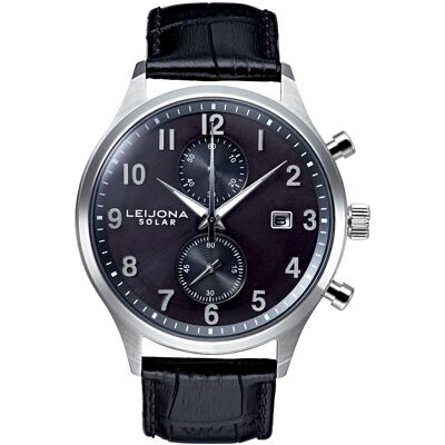 Leijona Sport Ohra Solar Chrono Steel & Black 5020-2601 Leijona Sport Ohra Solar Chrono Steel & Black 5020-2601