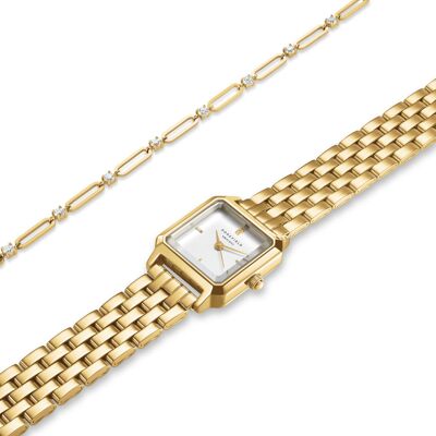 Rosefield Boxelle White Dial Gold Steel med armband BWGRC-X283 Rosefield Boxelle White Dial Gold Steel med armband BWGRC-X283