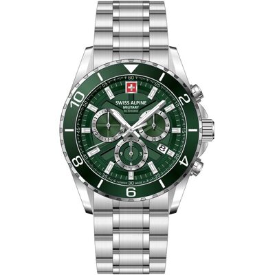 Swiss Alpine Military Sentinel Chronograph Silver Green 7073.9134 Swiss Alpine Military Sentinel Chronograph Silver Green 7073.9134