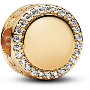 Pandora Moments Engravable 14k gold-plated berlock with clear cubic zirconia 768747C01 Pandora Moments Engravable 14k gold-plated berlock with clear cubic zirconia 768747C01