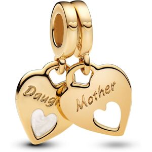 Pandora Moments Mother and daughter hearts 14k gold-plated split dangle with shimmering white enamel berlock 769187C01 Pandora Moments Mother and daughter hearts 14k gold-plated split dangle with shimmering white enamel berlock 769187C01