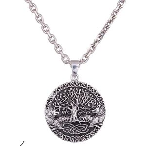 Northern Viking Jewelry Tree Of Life With Fenrir silver berlock NVJ-H-RS070