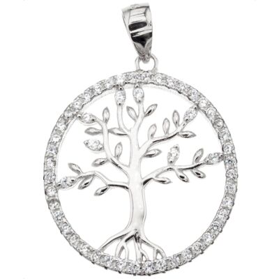 Silver Bar Tree of Life zirkon hängsmycke 20 mm 86 Silver Bar Tree of Life zirkon hängsmycke 20 mm 86