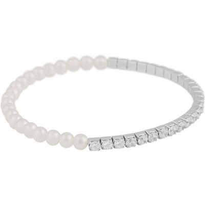 SNÖ of Sweden Mayfair pearl flexibelt armband silverfärgat/vit 1340-3400010 SNÖ of Sweden Mayfair pearl flexibelt armband silverfärgat/vit 1340-3400010